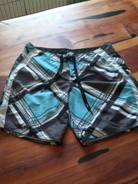 Kirra Blue Black Paid Boardshorts Mens 32